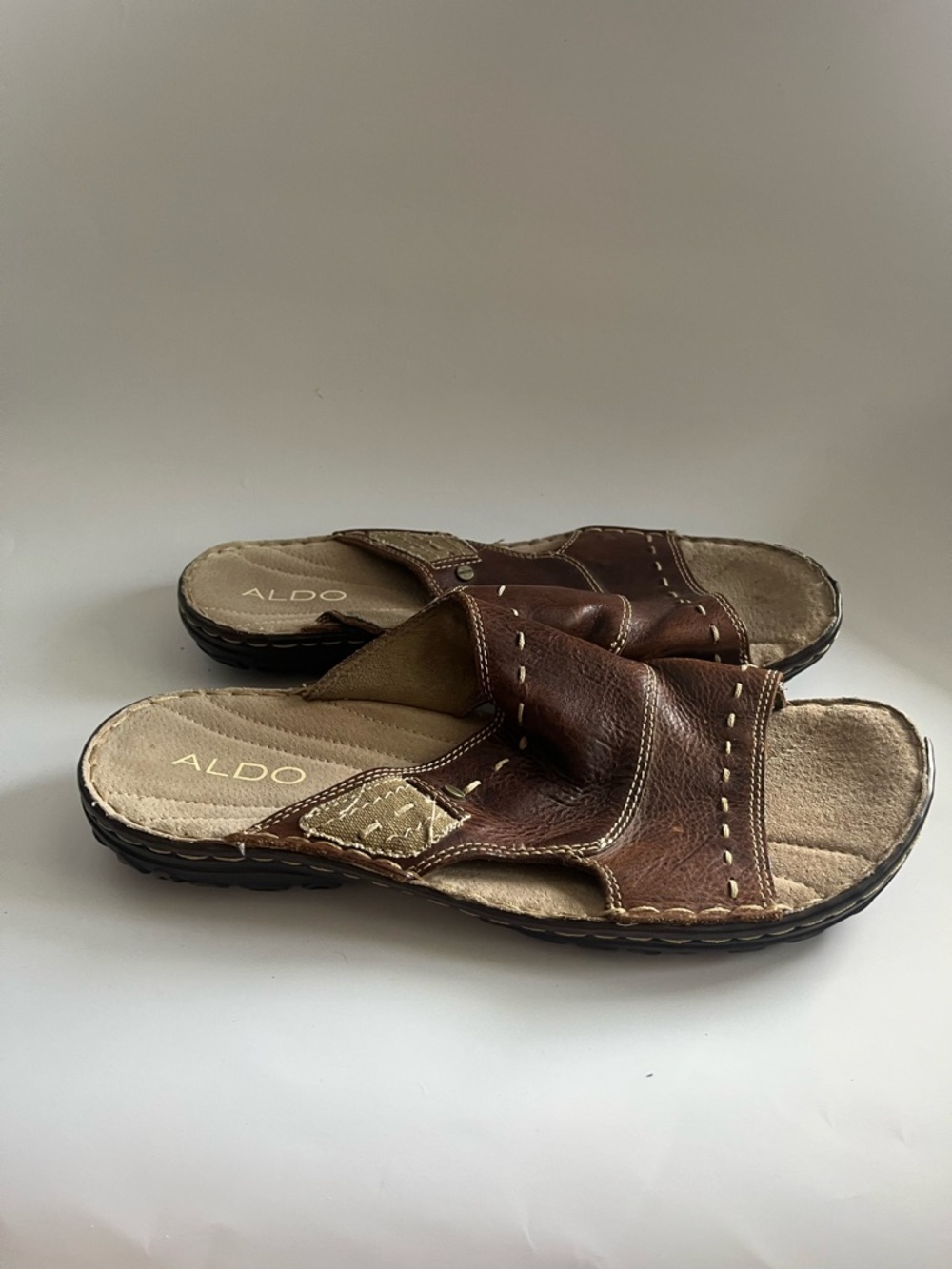 Aldo Men's Brown Open Toe Slide Sandals in size 45
